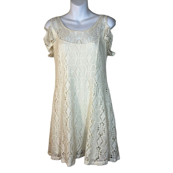 Free People Kiss the Sun Lace Cold Shoulder Dress Size M - Picture 2 of 15